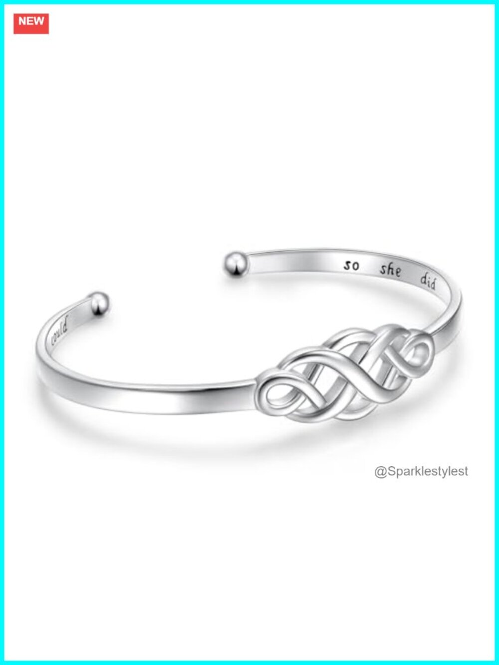 Sterling Silver Celtic Knot Cuff Bangle She Believed She Could Engraved